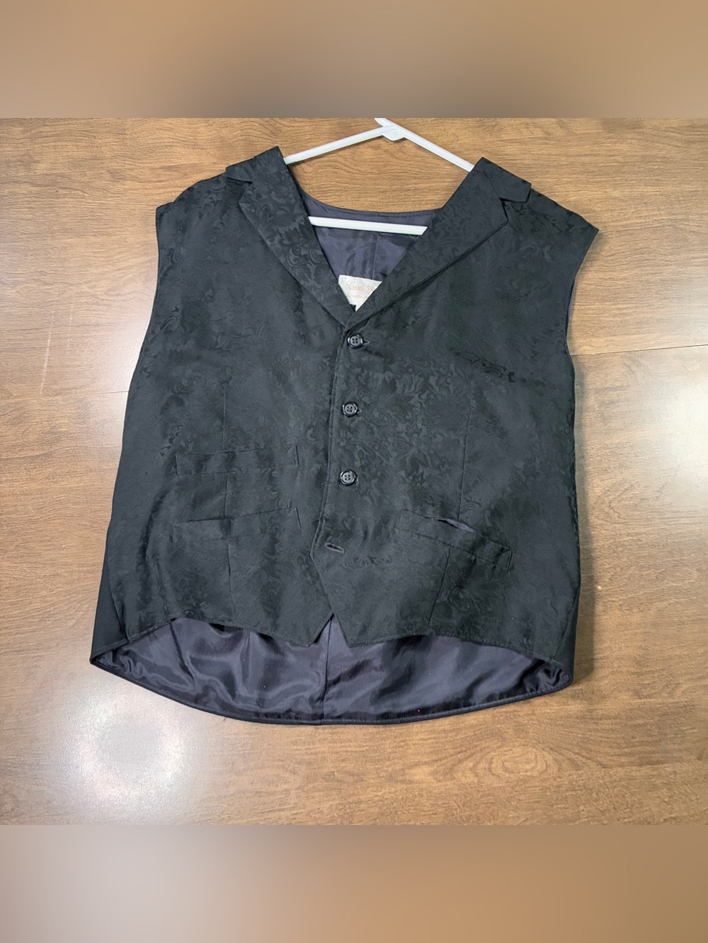 Cattle Kate Black Wool Western Vest Made USA  Men's 42 Preowned lining silk